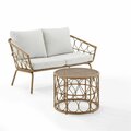 Claustro Juniper Outdoor Wicker Conversation Set - Loveseat & Coffee Table, Creme & Natural - 2 Piece CL3051573